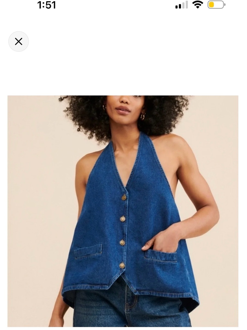 Lioness Blue Denim Halter Button Vest